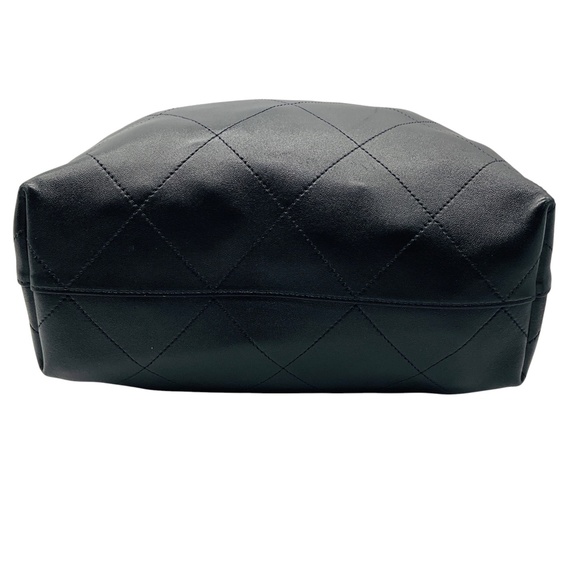 CHANEL BLACK / GOLD HARDWARE CHAIN STRAP LEATHER HOBO BAG - Picture 4 of 13